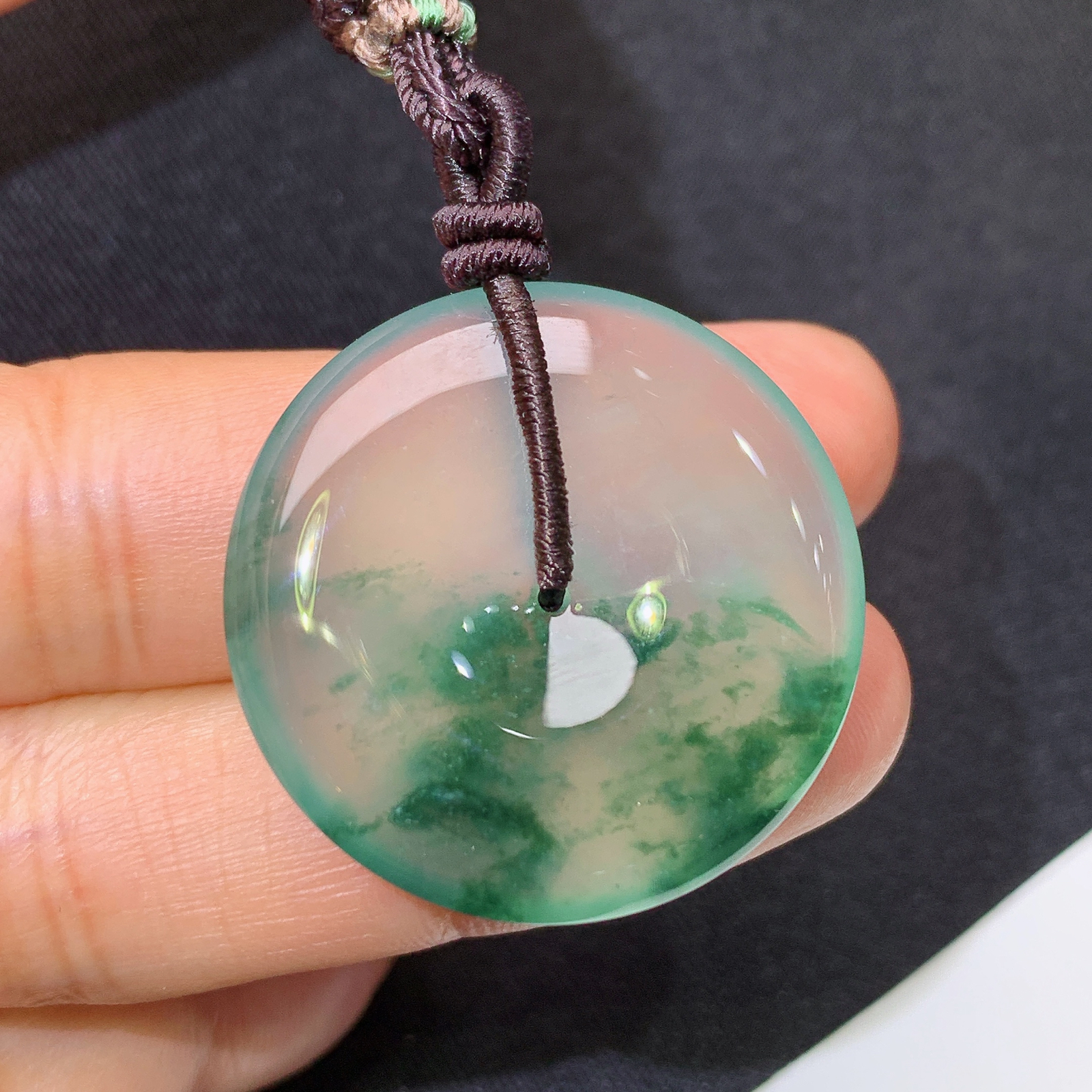 冰飘花平安扣，冰冰润润，玉质细腻，种水足，Ym2 尺寸29.5*5.3