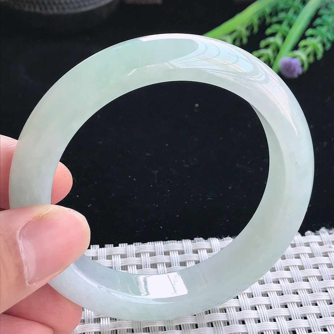 实拍天然翡翠56/12.7/9.2老坑冰胶果冻冰晴手镯翡翠玉镯手环