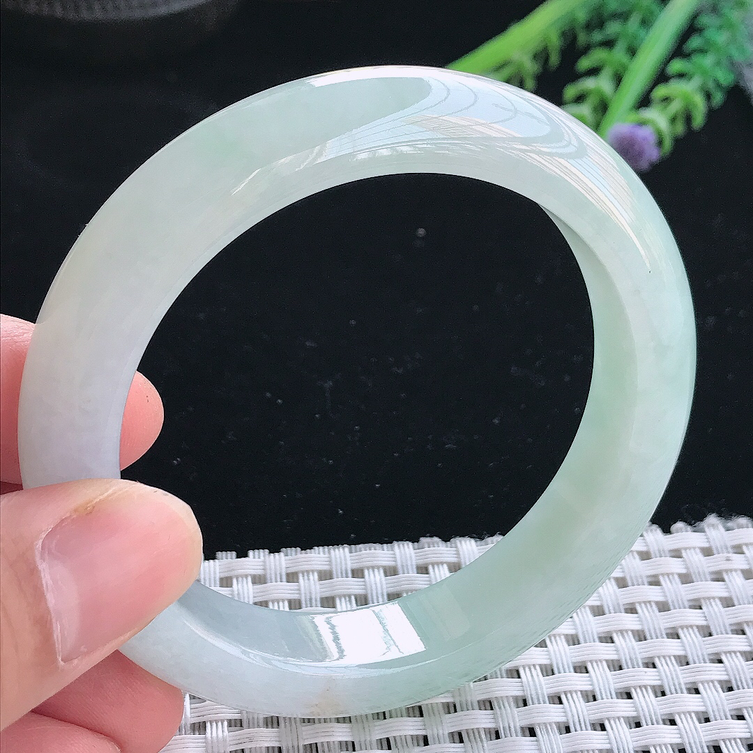 实拍天然翡翠56/12.7/9.2老坑冰胶果冻冰晴手镯翡翠玉镯手环