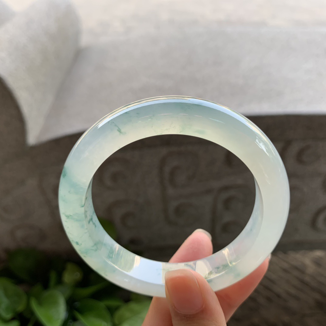 圈口56.2-12.4-9.6 【高冰飘花正圈手镯】正圈56 57可戴