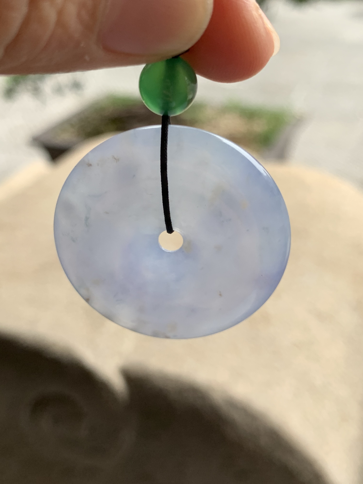 冰紫平安扣裸石38*38*6.3，冰润通透，胶润水足，紫色淡雅，清新大气