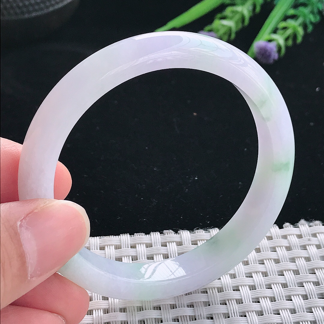 实拍天然翡翠52.8/9.9/7.2老坑精美冰润飘花手镯翡翠玉镯手环