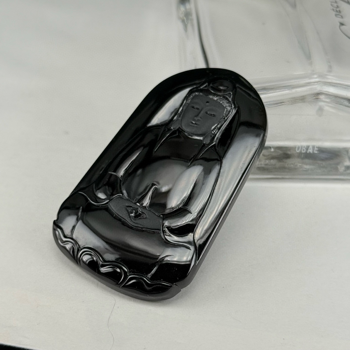 精品墨翠素衣观音 种好色正 黑度极好 打灯通透 油性十足