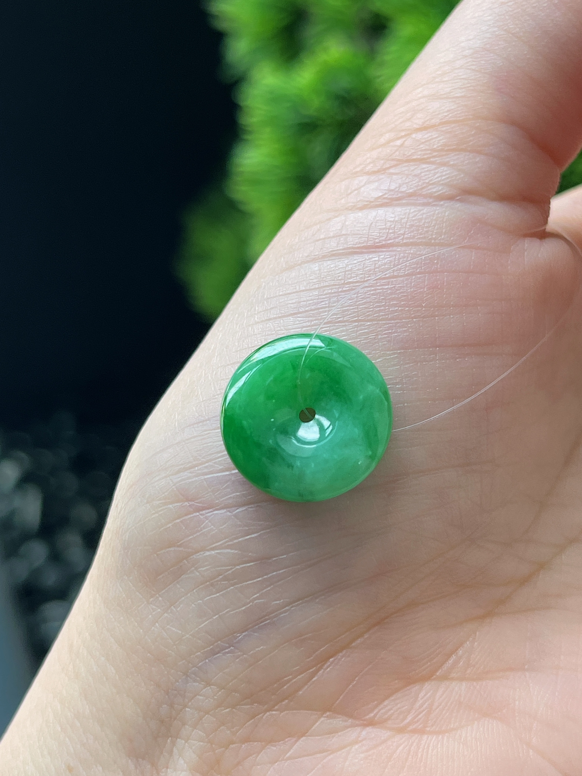 翡翠糯化种绿色平安扣