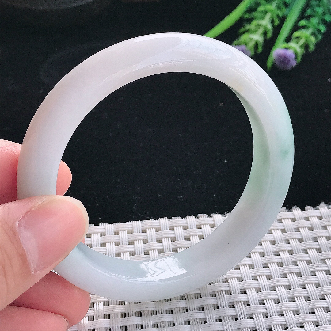 实拍天然翡翠55/11.7/8.5老坑冰润飘花翡翠玉镯手环