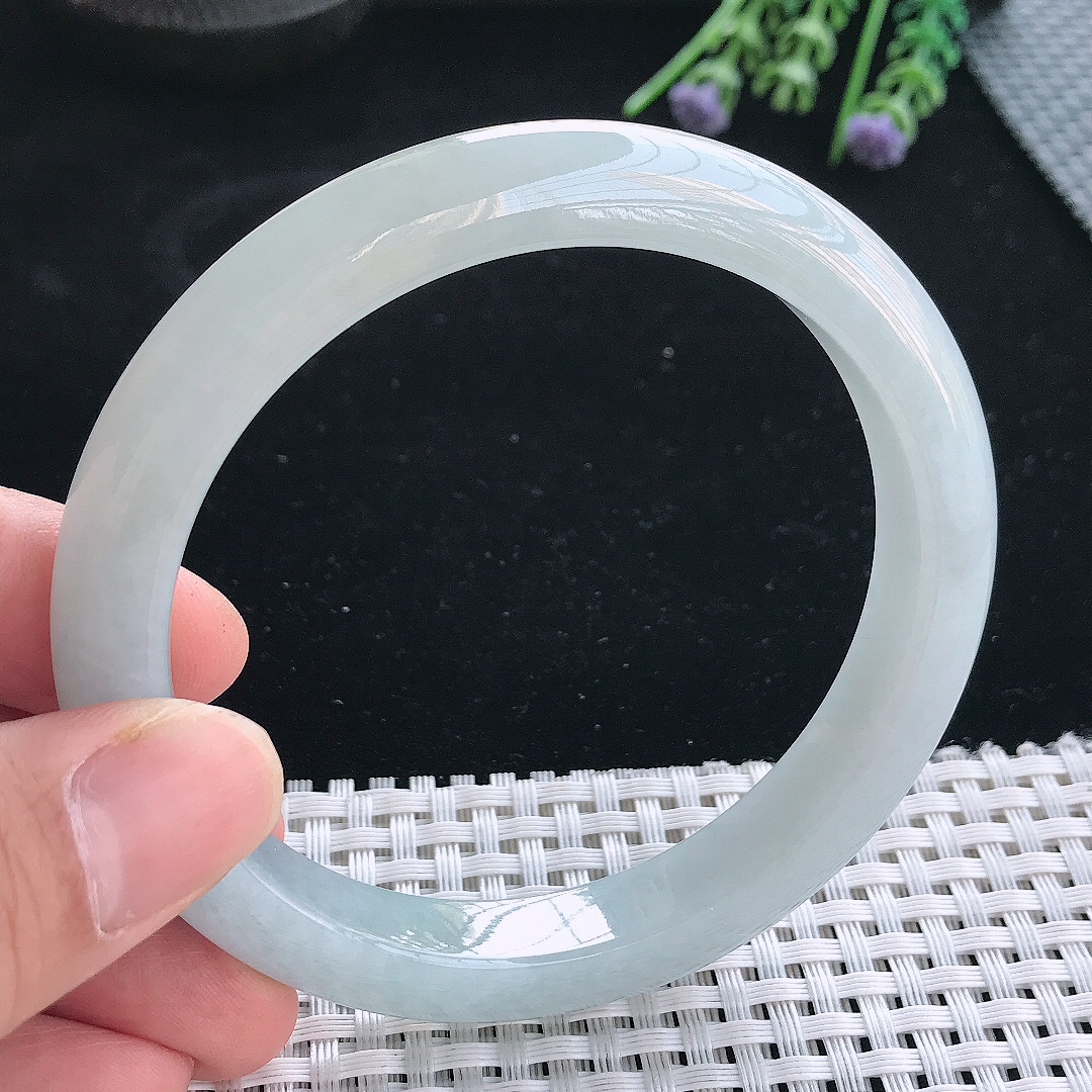 实拍天然翡翠62.5/10.3/8.8老坑秀气冰润大圈口手镯翡翠玉镯手环