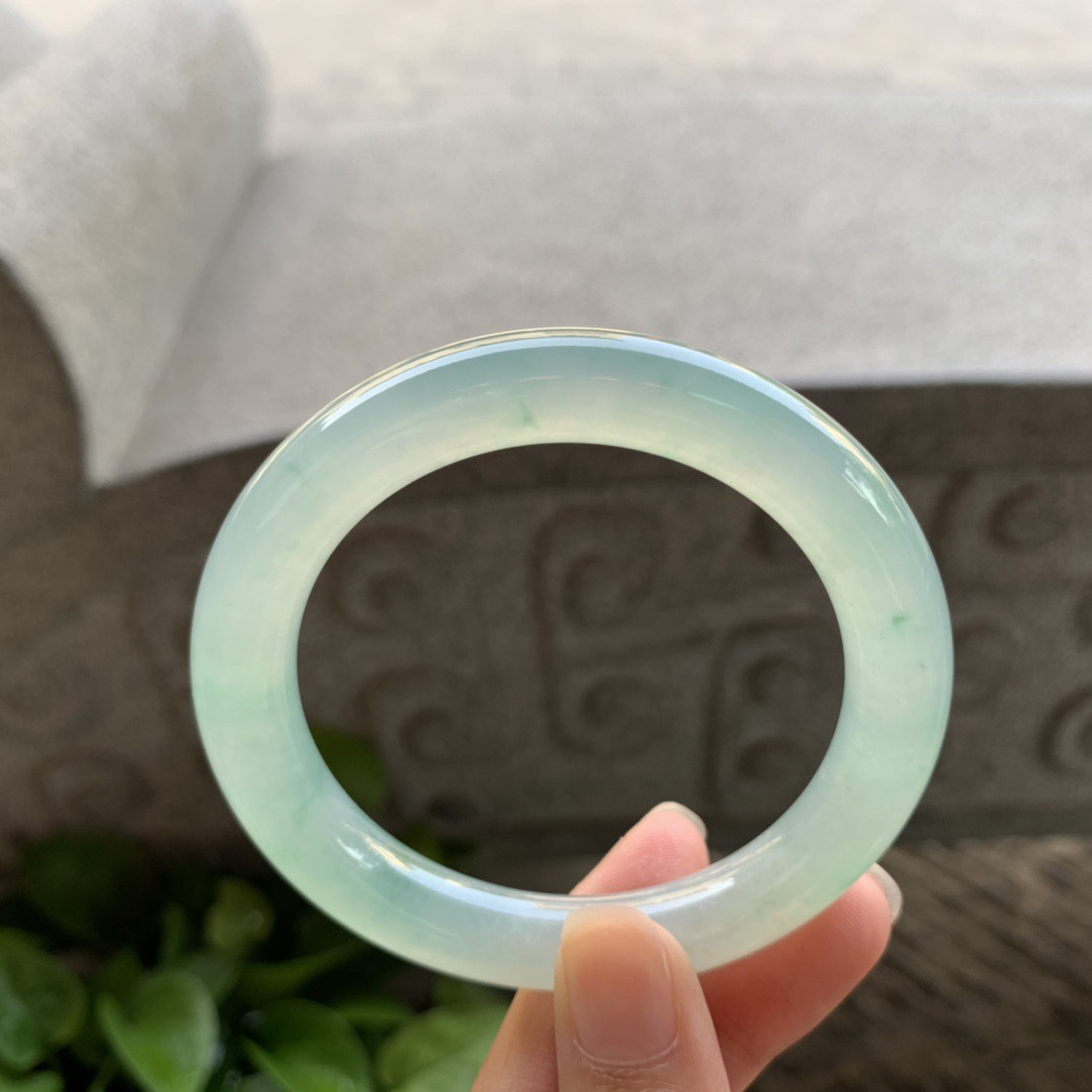 圈口 54.7-10.1【冰种晴水圆条手镯】圆条54 55可戴