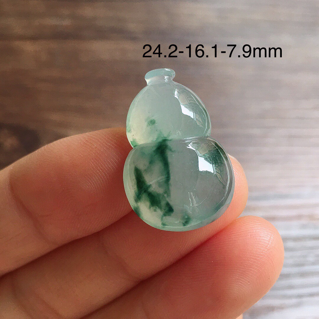 冰飘花葫芦，镶嵌佳品，冰润细腻，种水足，001 尺寸24.2*16.1*7.9