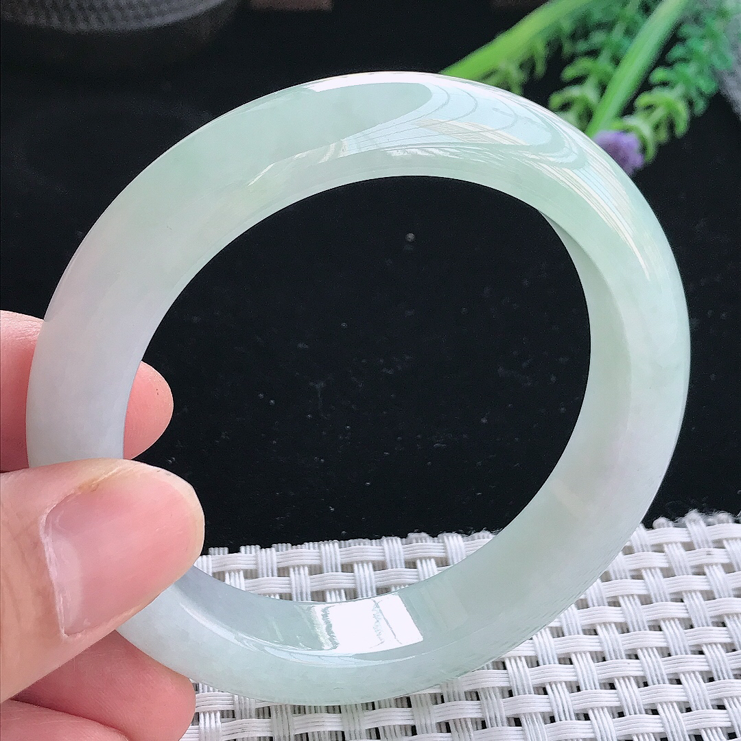 实拍天然翡翠56/12.7/9.2老坑冰胶果冻冰晴手镯翡翠玉镯手环