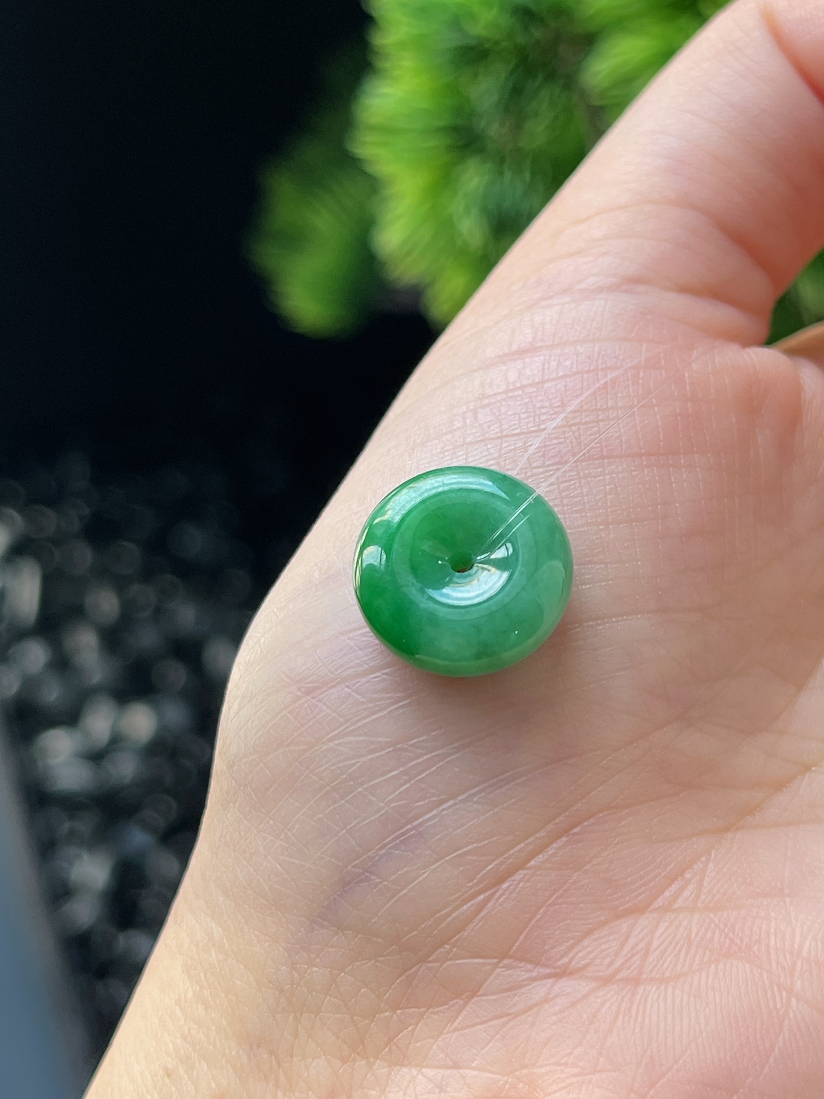 翡翠糯化种绿色平安扣