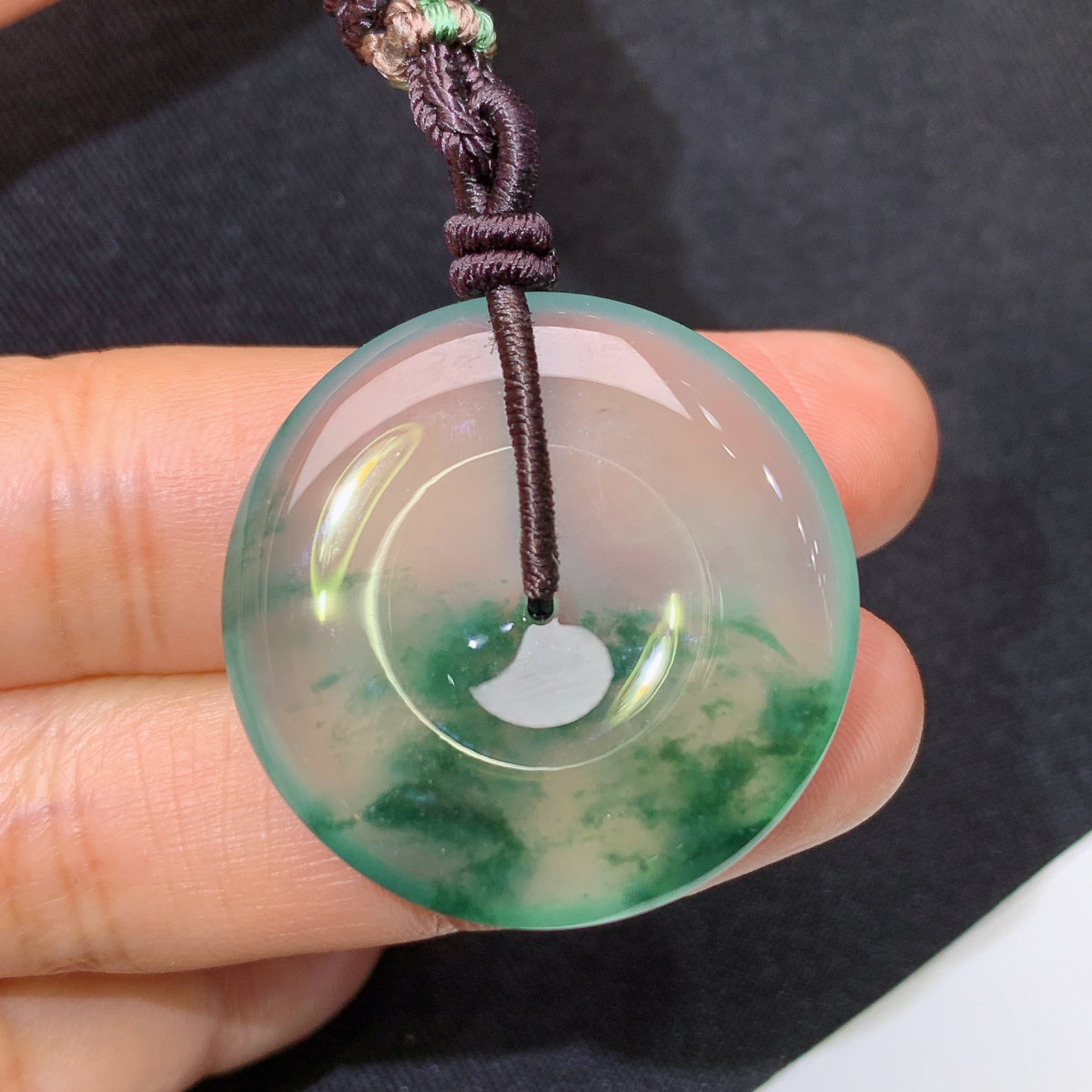 冰飘花平安扣，冰冰润润，玉质细腻，种水足，Ym2 尺寸29.5*5.3