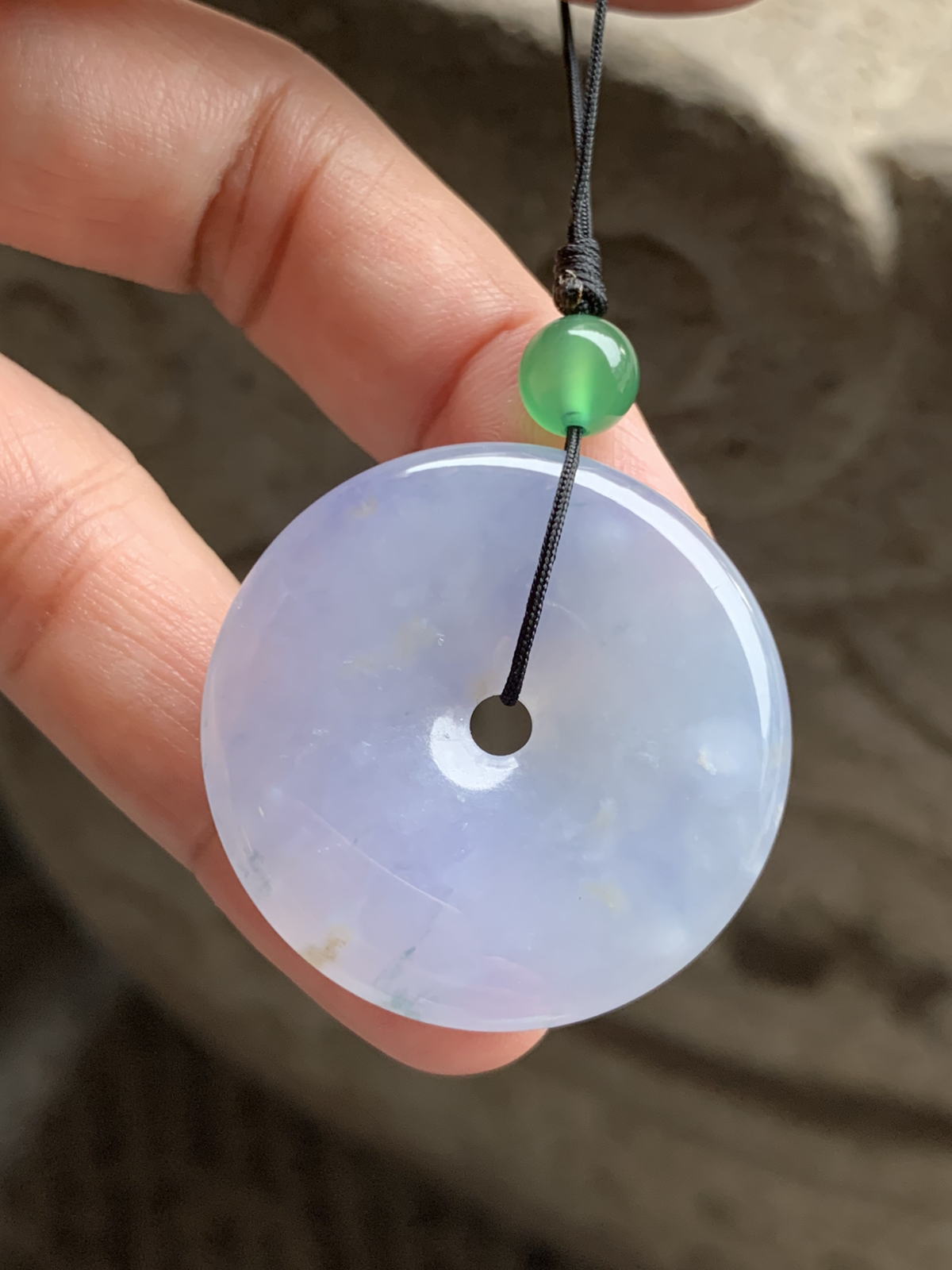 冰紫平安扣裸石38*38*6.3，冰润通透，胶润水足，紫色淡雅，清新大气