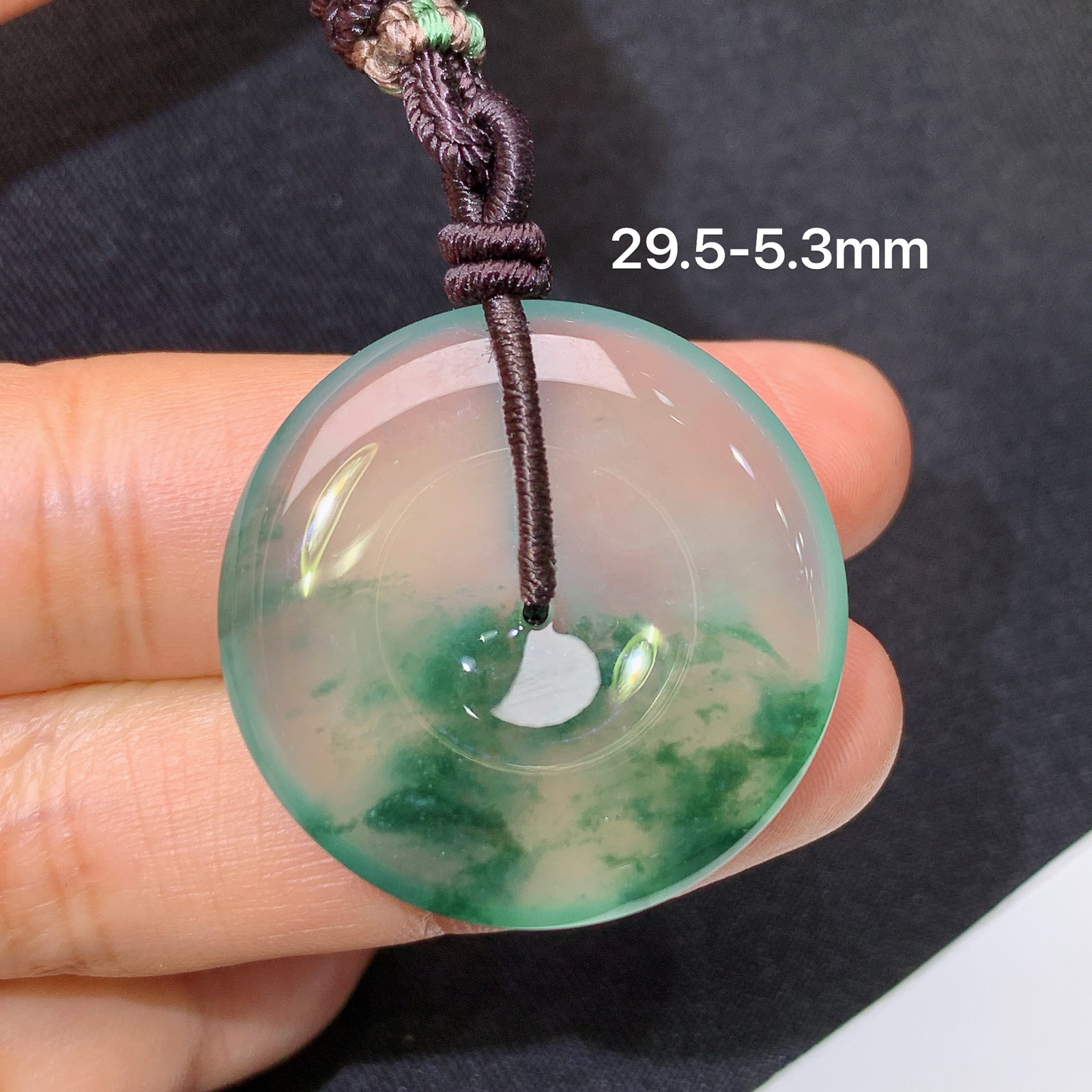 冰飘花平安扣，冰冰润润，玉质细腻，种水足，Ym2 尺寸29.5*5.3