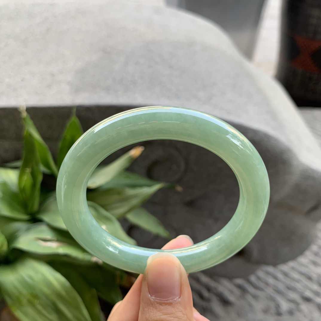 小圈口53-9.9 【满绿圆条手镯】圆条53 54可戴