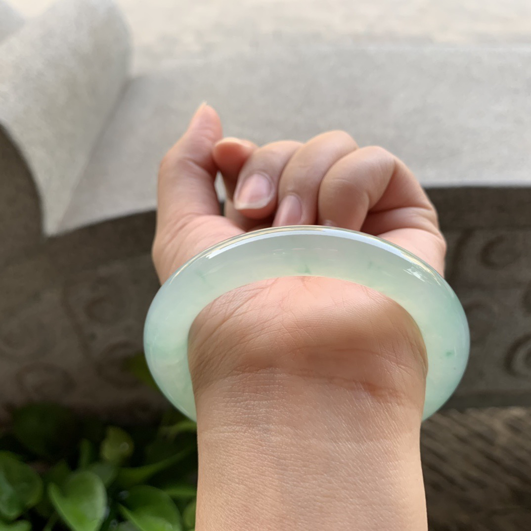 圈口 54.7-10.1【冰种晴水圆条手镯】圆条54 55可戴