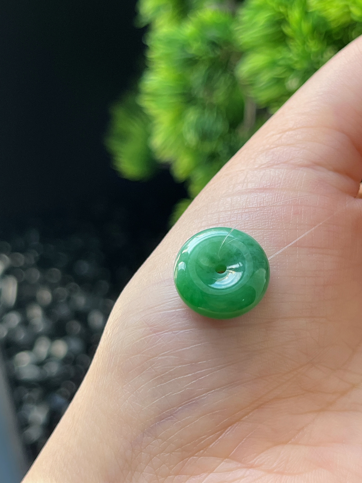 翡翠糯化种绿色平安扣