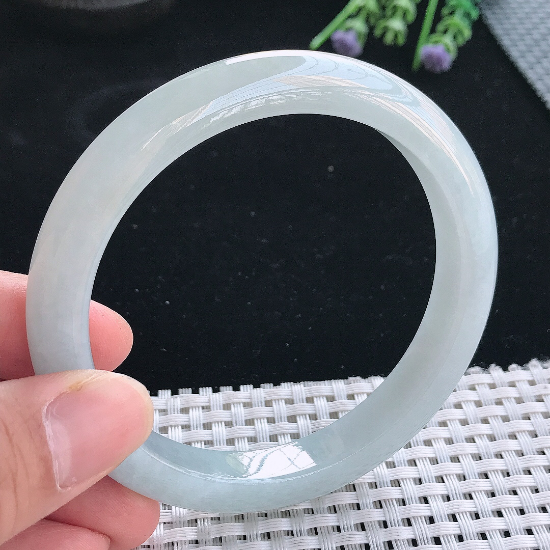 实拍天然翡翠62.5/10.3/8.8老坑秀气冰润大圈口手镯翡翠玉镯手环