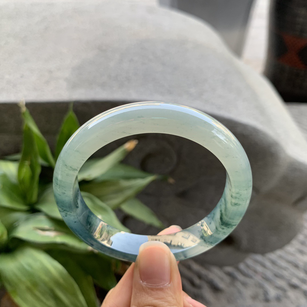 圈口56.3-11.8-8 【冰种飘花正圈手镯】正圈56 57可戴