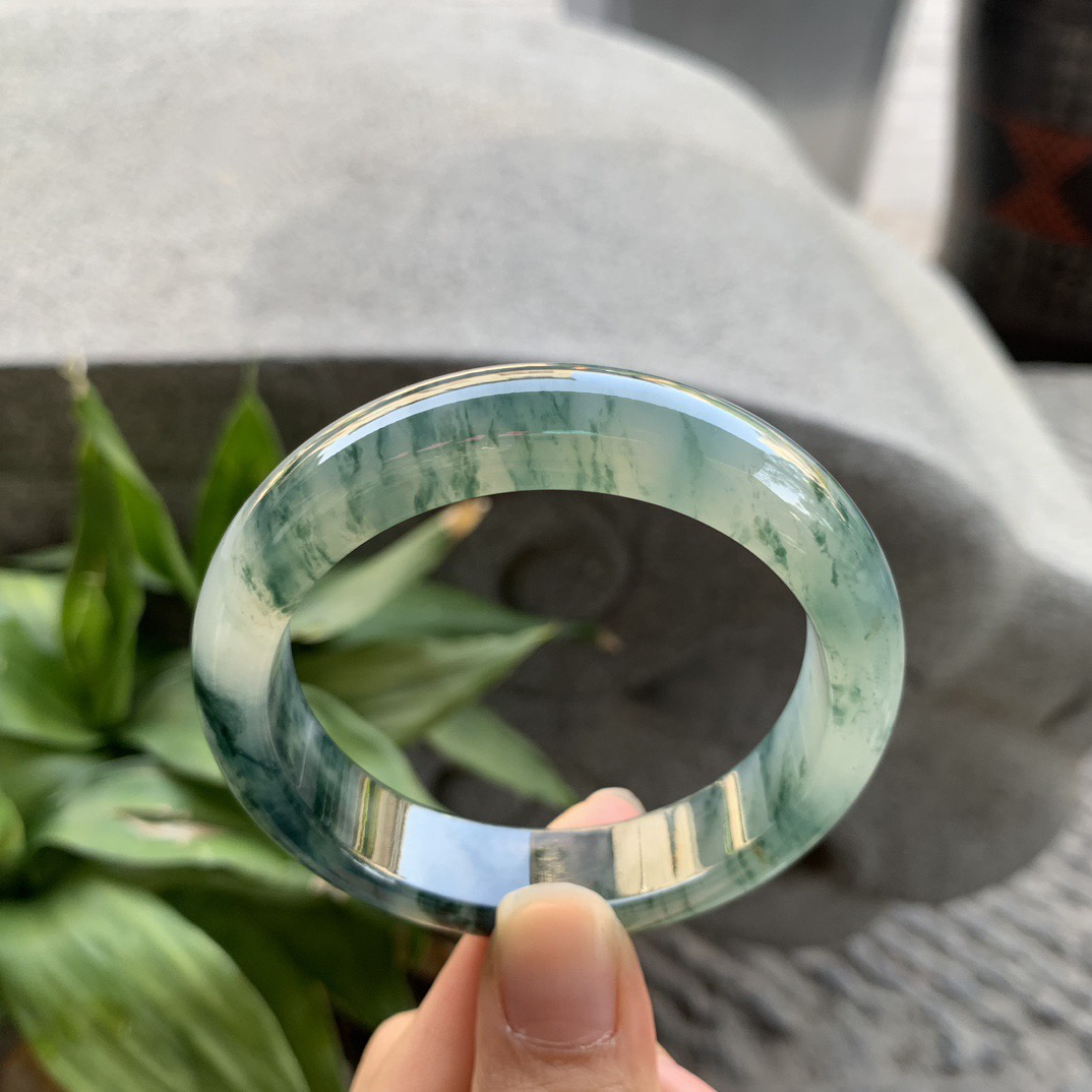 小圈口53-13-8.2 【冰种飘花正圈手镯】正圈53 54可戴