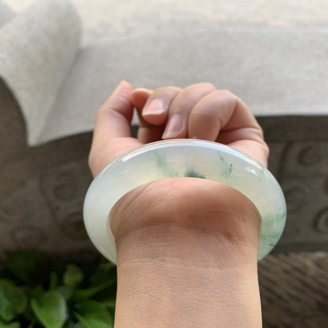 圈口56.2-12.4-9.6 【高冰飘花正圈手镯】正圈56 57可戴