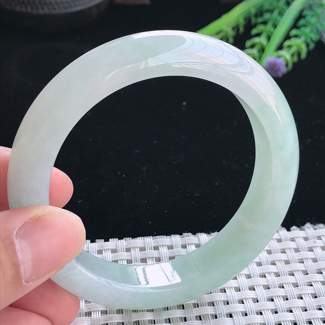 实拍天然翡翠56/12.7/9.2老坑冰胶果冻冰晴手镯翡翠玉镯手环