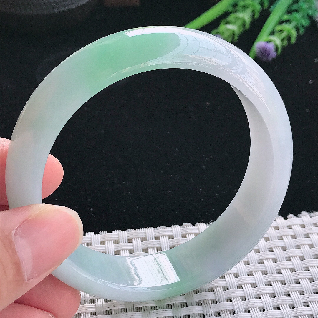 实拍天然翡翠59/16.9/8轮胎镯老坑冰润起胶冰晴手镯翡翠玉镯手环