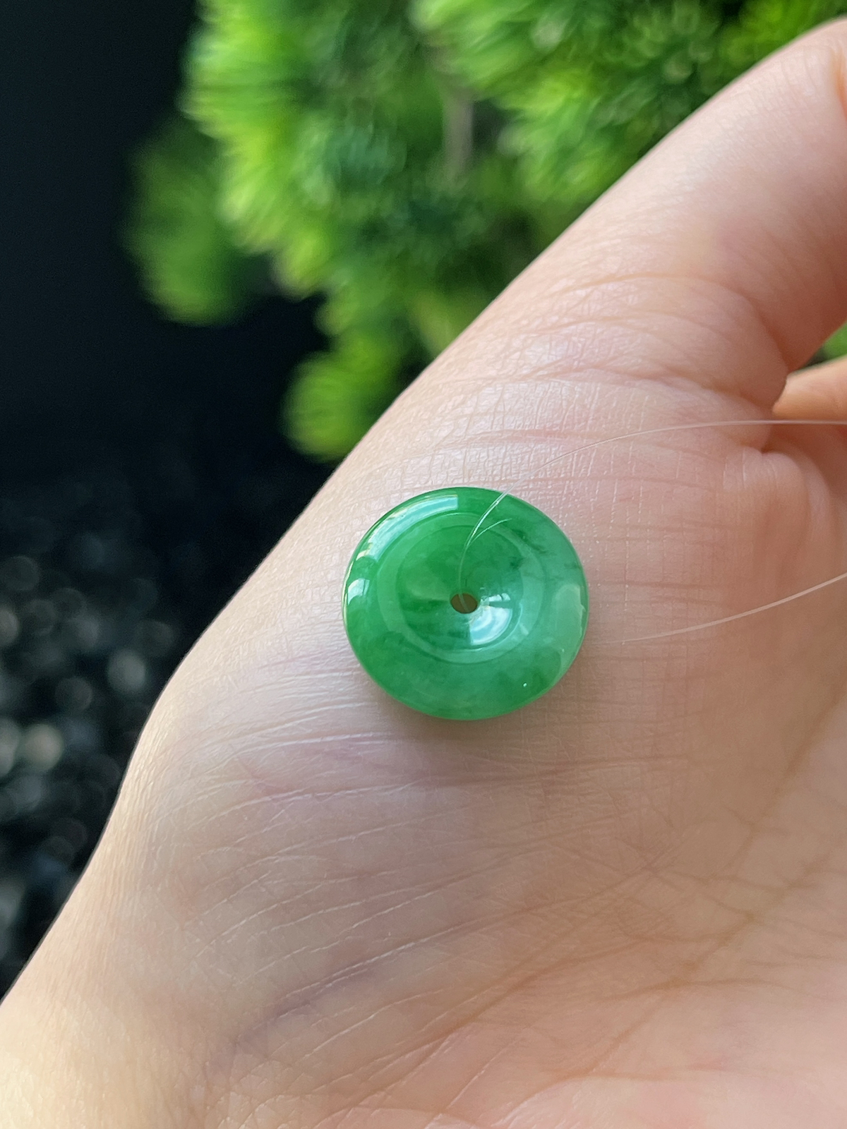 翡翠糯化种绿色平安扣