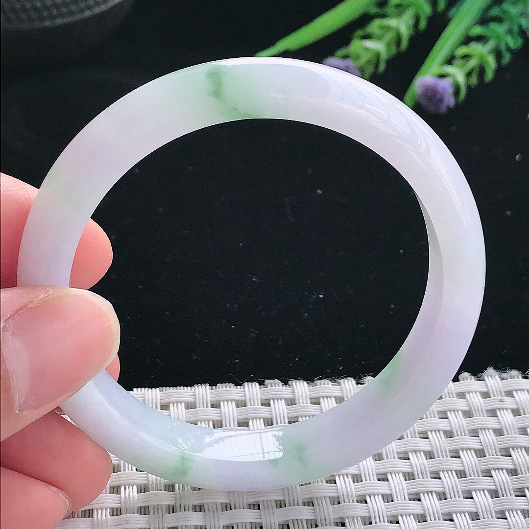 实拍天然翡翠52.8/9.9/7.2老坑精美冰润飘花手镯翡翠玉镯手环