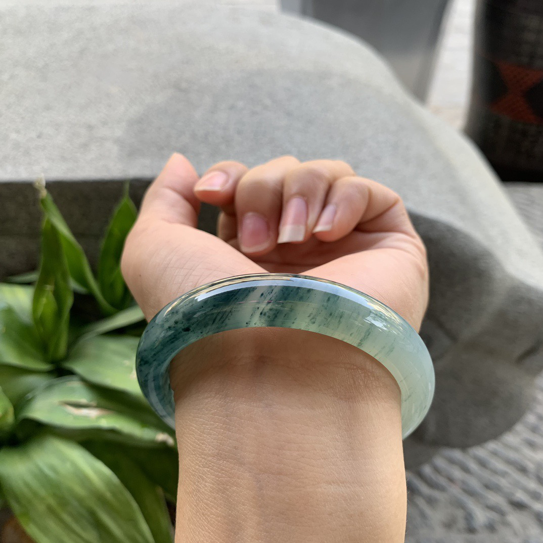 圈口56.3-11.8-8 【冰种飘花正圈手镯】正圈56 57可戴