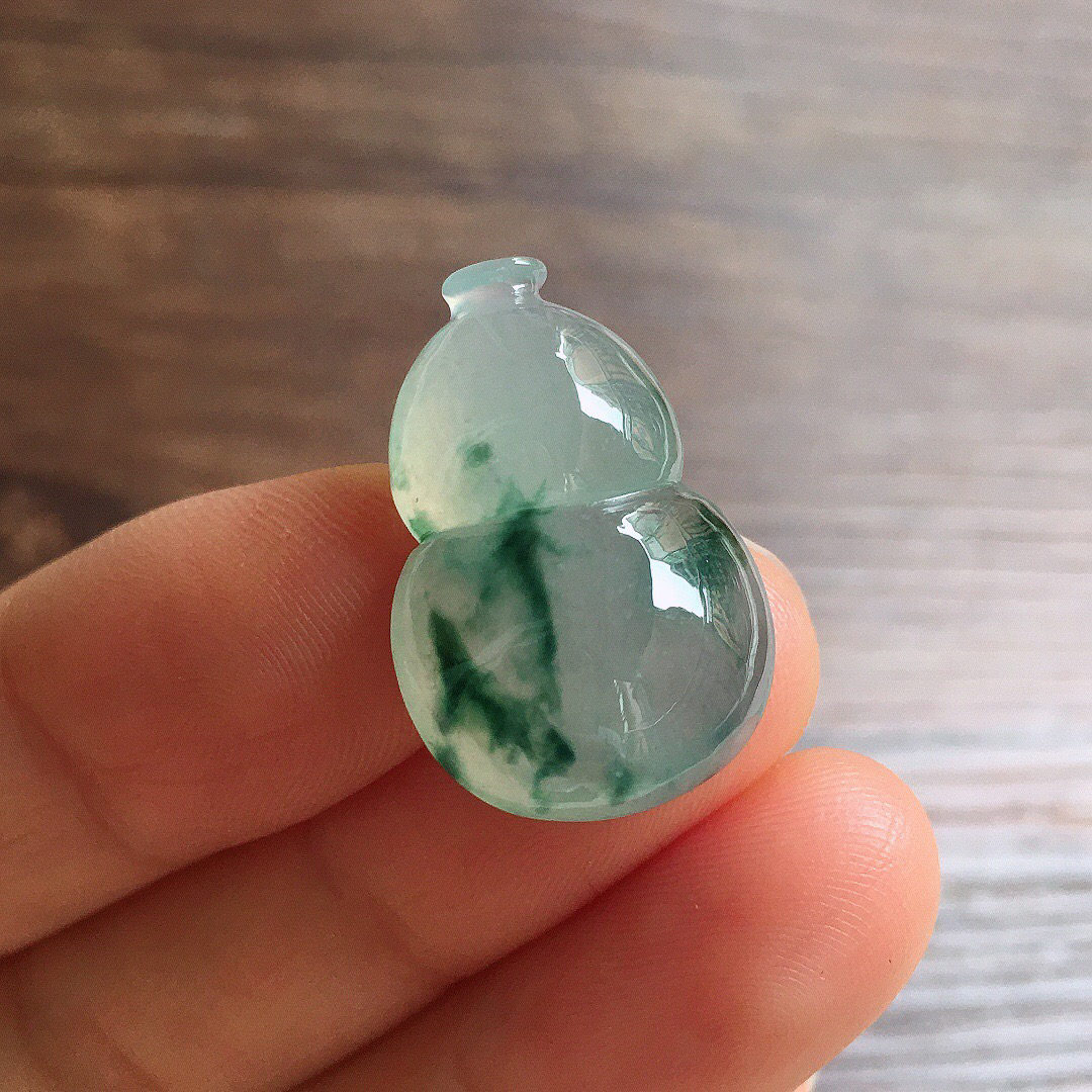 冰飘花葫芦，镶嵌佳品，冰润细腻，种水足，001 尺寸24.2*16.1*7.9