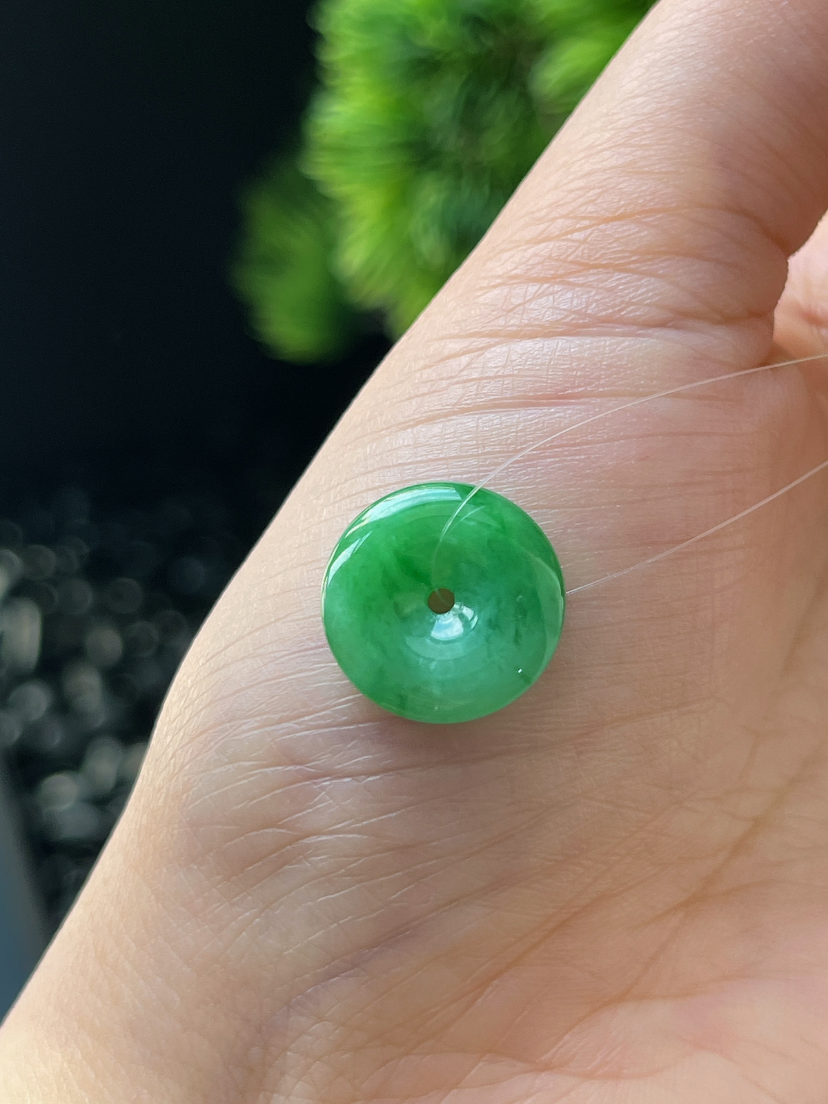 翡翠糯化种绿色平安扣