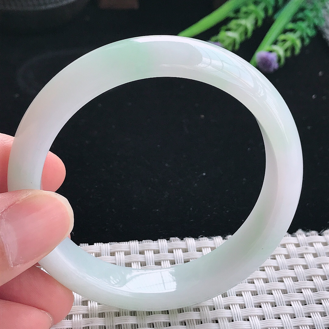 实拍天然翡翠56/13.4/8老坑冰润起胶宽边手镯翡翠玉镯手环