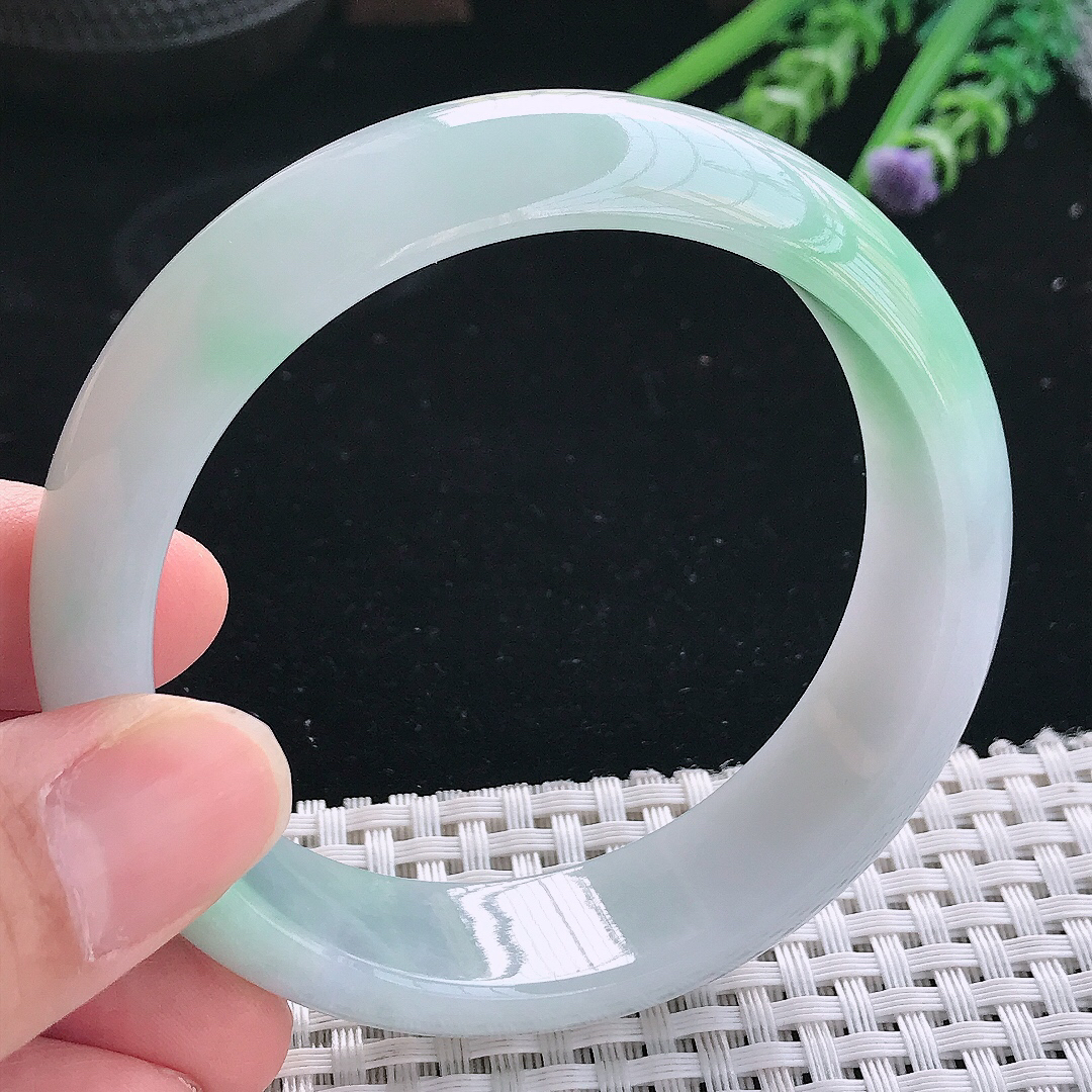 实拍天然翡翠59/16.9/8轮胎镯老坑冰润起胶冰晴手镯翡翠玉镯手环