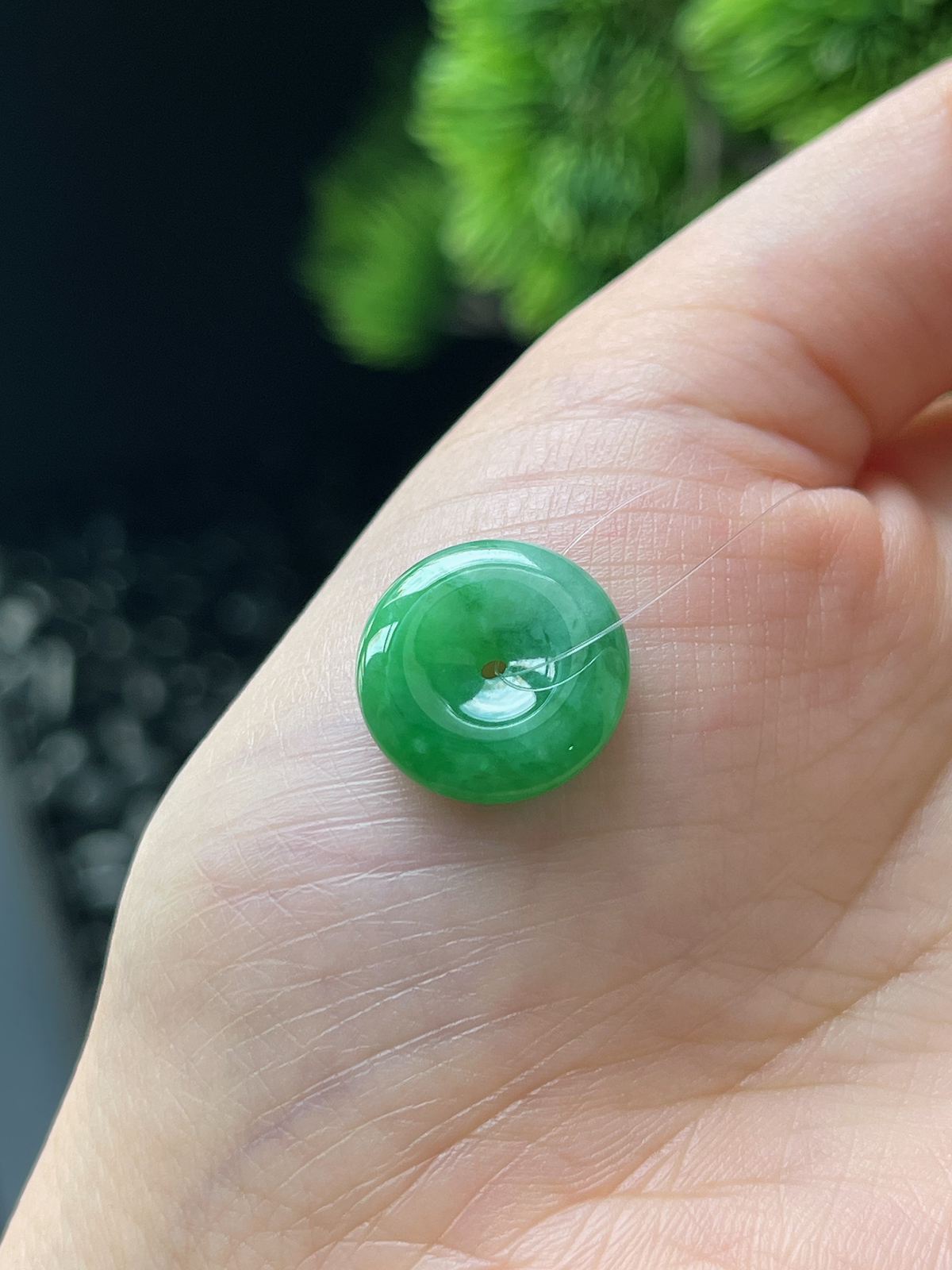 翡翠糯化种绿色平安扣