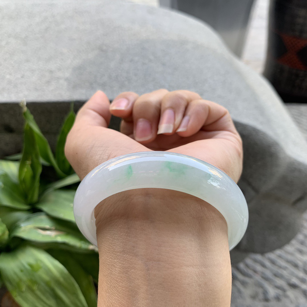 圈口 55.2-14.6-8.7【冰飘绿正圈手镯】正圈55 56可戴