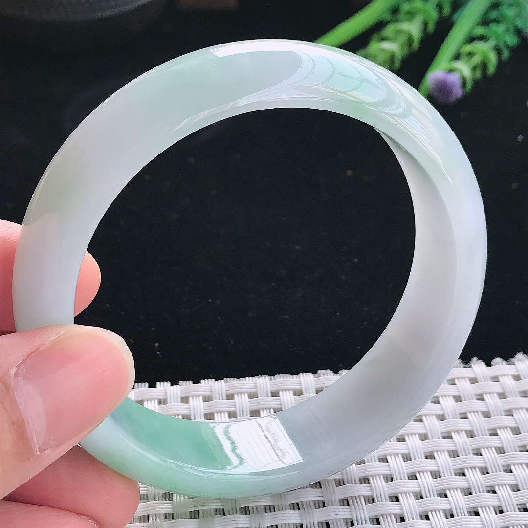 实拍天然翡翠59/16.9/8轮胎镯老坑冰润起胶冰晴手镯翡翠玉镯手环