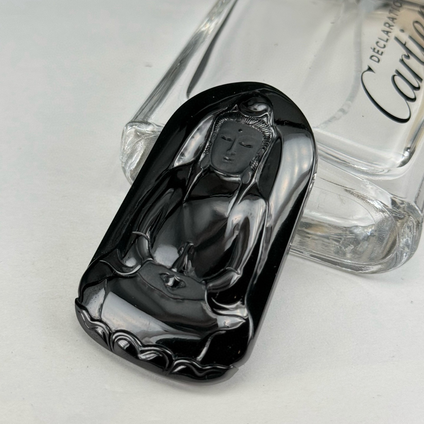 精品墨翠素衣观音 种好色正 黑度极好 打灯通透 油性十足