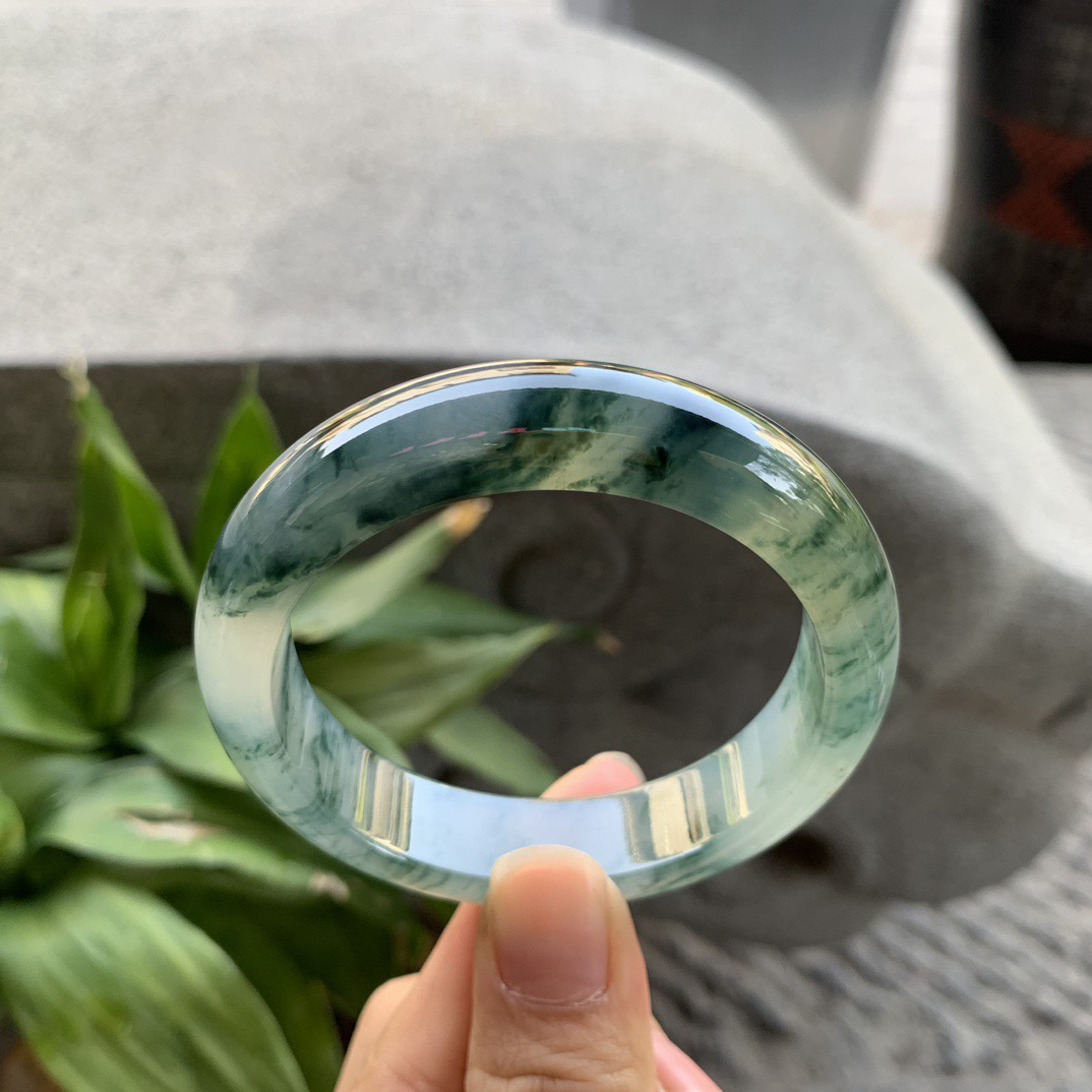 小圈口53-13-8.2 【冰种飘花正圈手镯】正圈53 54可戴