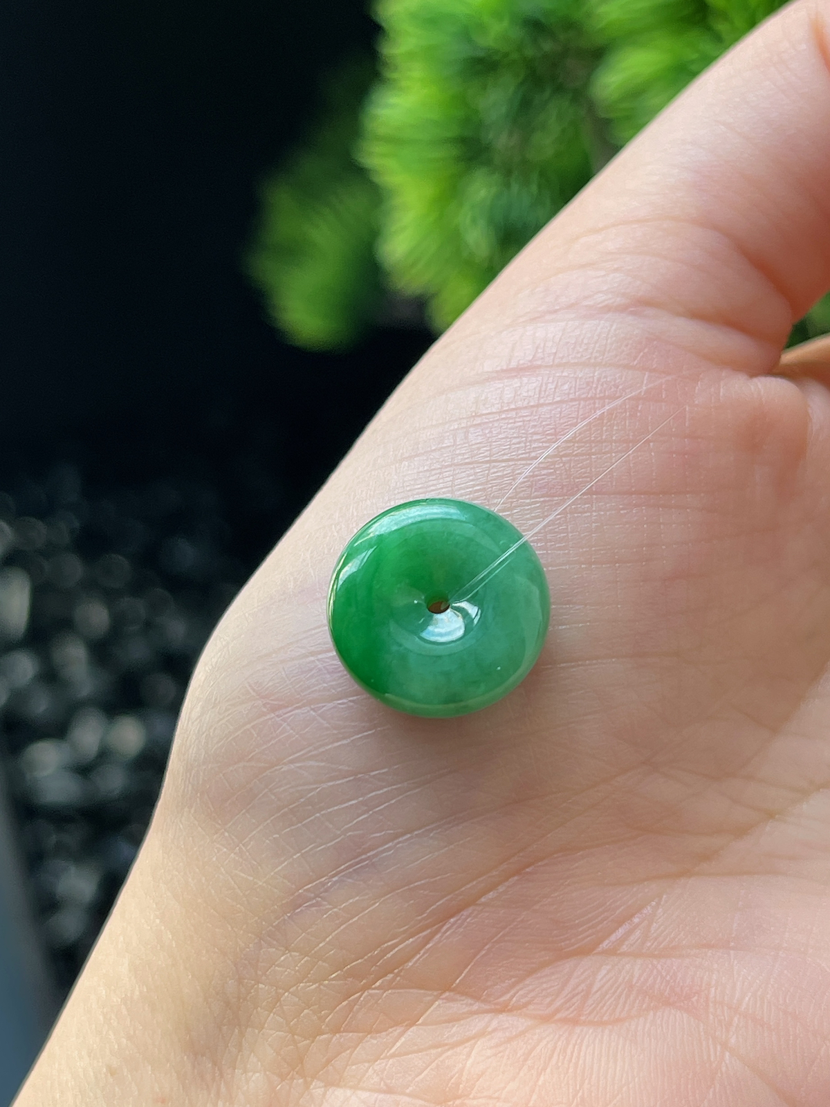 翡翠糯化种绿色平安扣