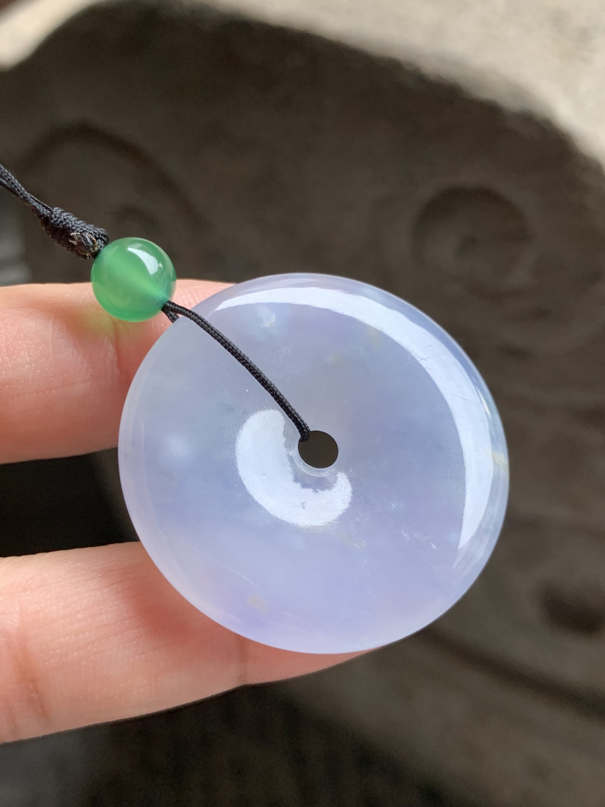 冰紫平安扣裸石38*38*6.3，冰润通透，胶润水足，紫色淡雅，清新大气