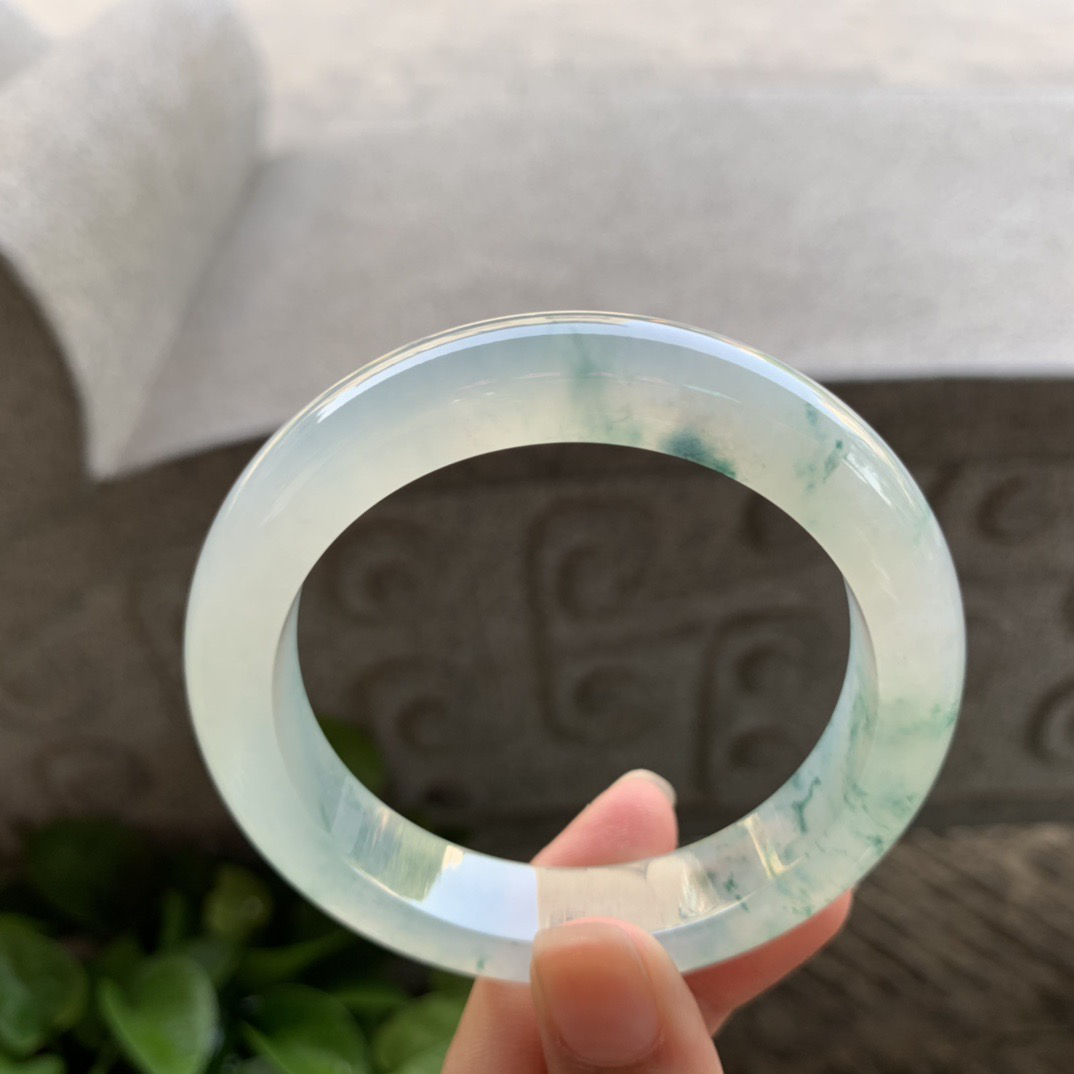 圈口56.2-12.4-9.6 【高冰飘花正圈手镯】正圈56 57可戴