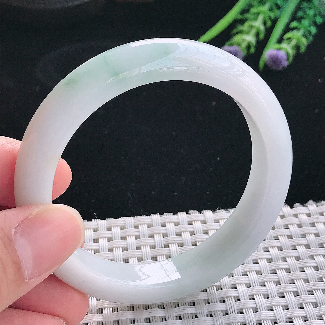 实拍天然翡翠55/11.7/8.5老坑冰润飘花翡翠玉镯手环