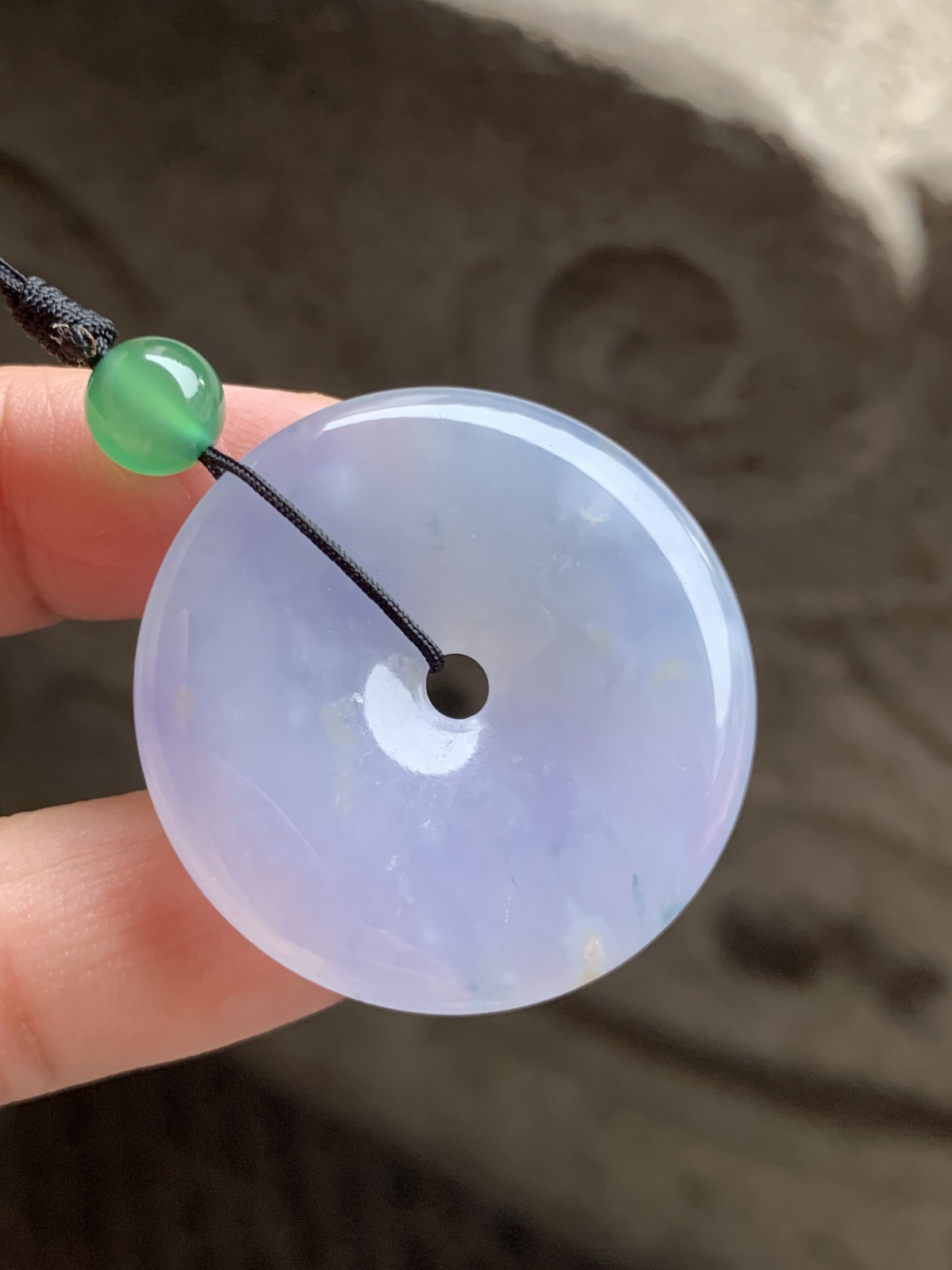 冰紫平安扣裸石38*38*6.3，冰润通透，胶润水足，紫色淡雅，清新大气