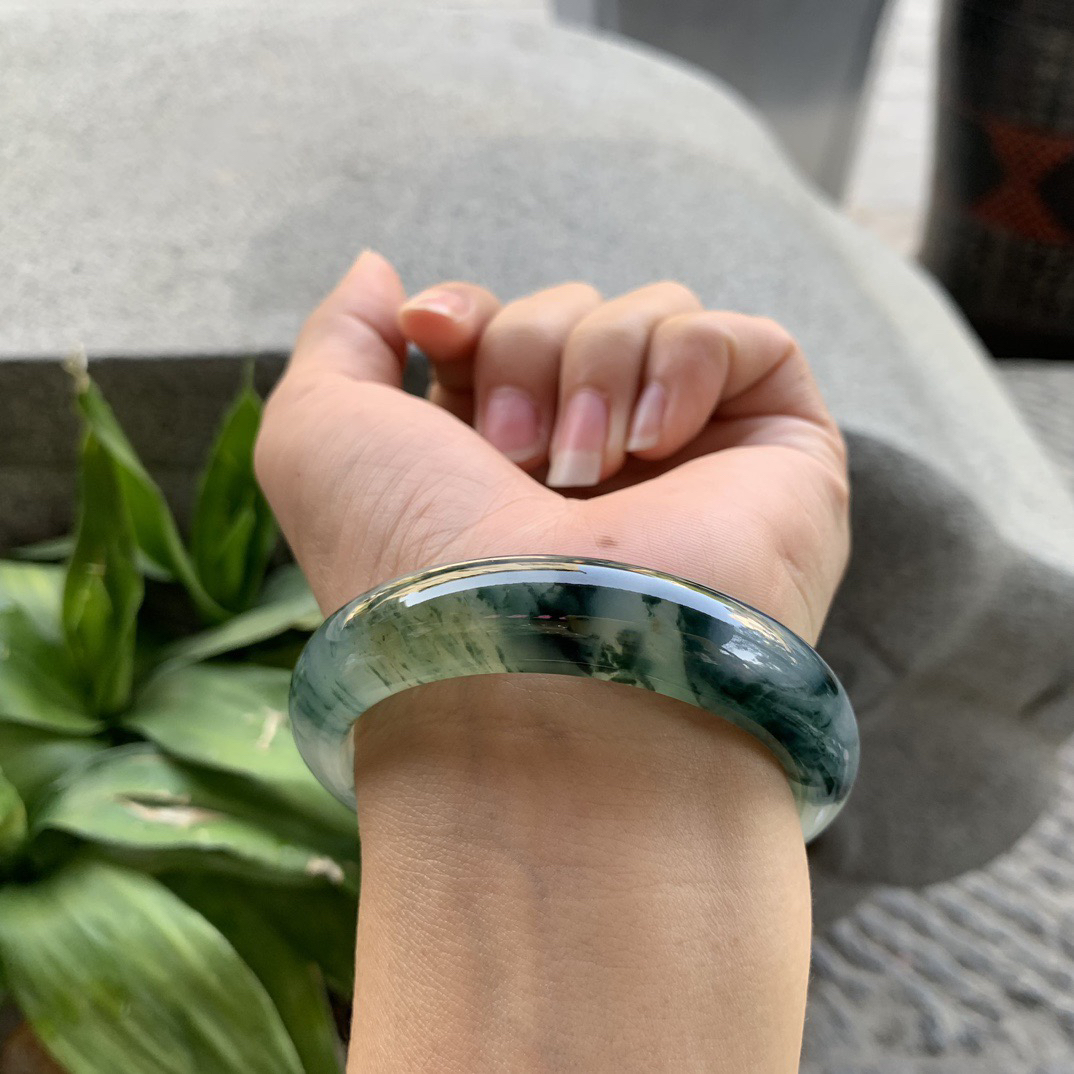 小圈口53-13-8.2 【冰种飘花正圈手镯】正圈53 54可戴