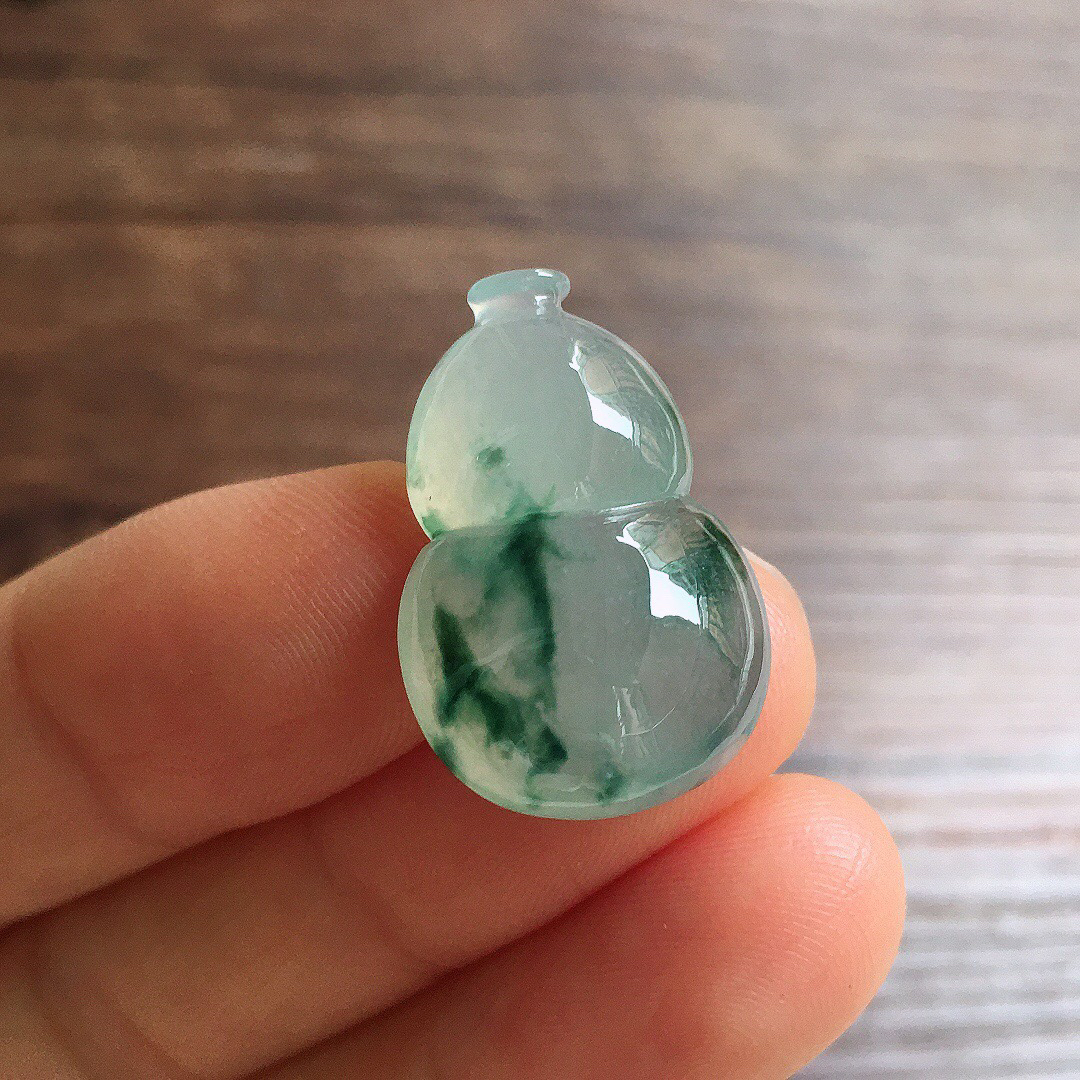 冰飘花葫芦，镶嵌佳品，冰润细腻，种水足，001 尺寸24.2*16.1*7.9