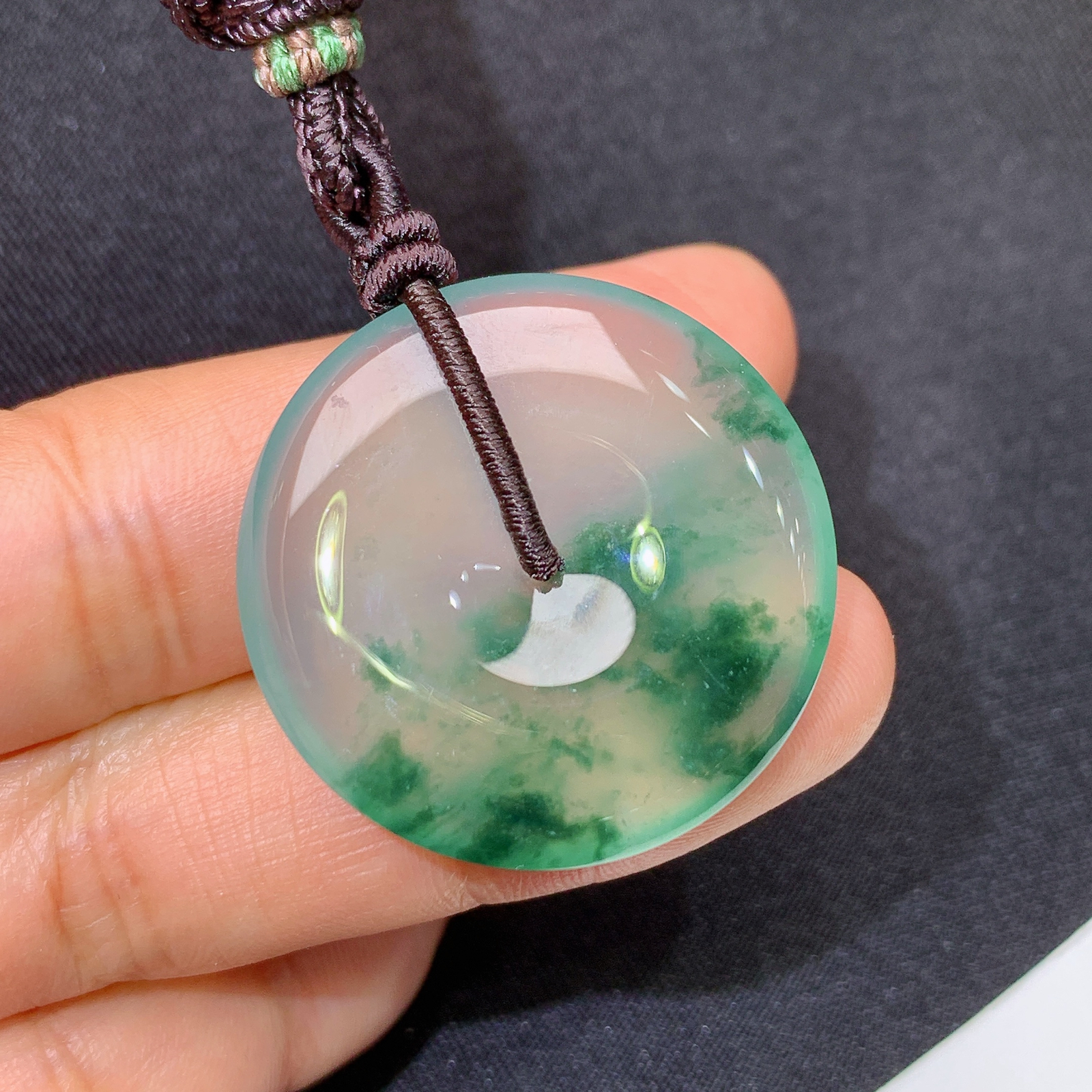 冰飘花平安扣，冰冰润润，玉质细腻，种水足，Ym2 尺寸29.5*5.3