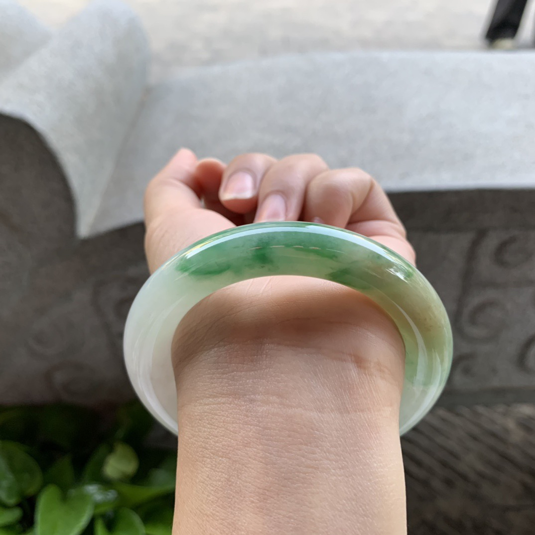 圈口55.8-11.1 【黄加绿圆条手镯】圆条55 56可戴