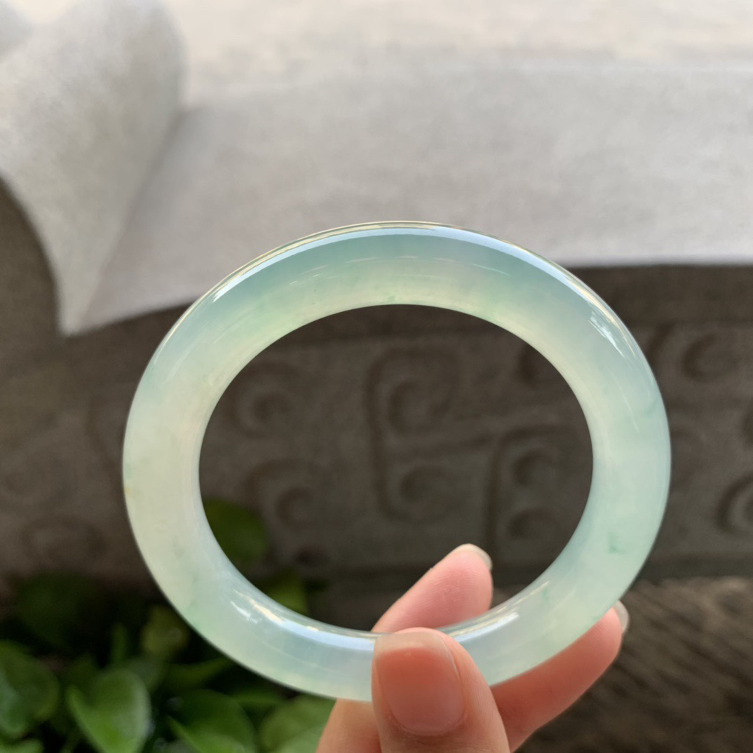 圈口 54.7-10.1【冰种晴水圆条手镯】圆条54 55可戴