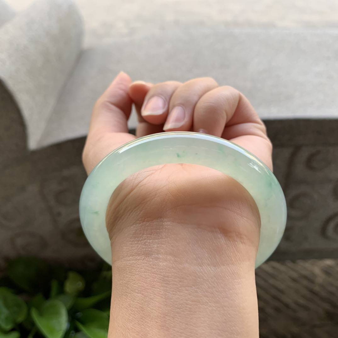 圈口 54.7-10.1【冰种晴水圆条手镯】圆条54 55可戴