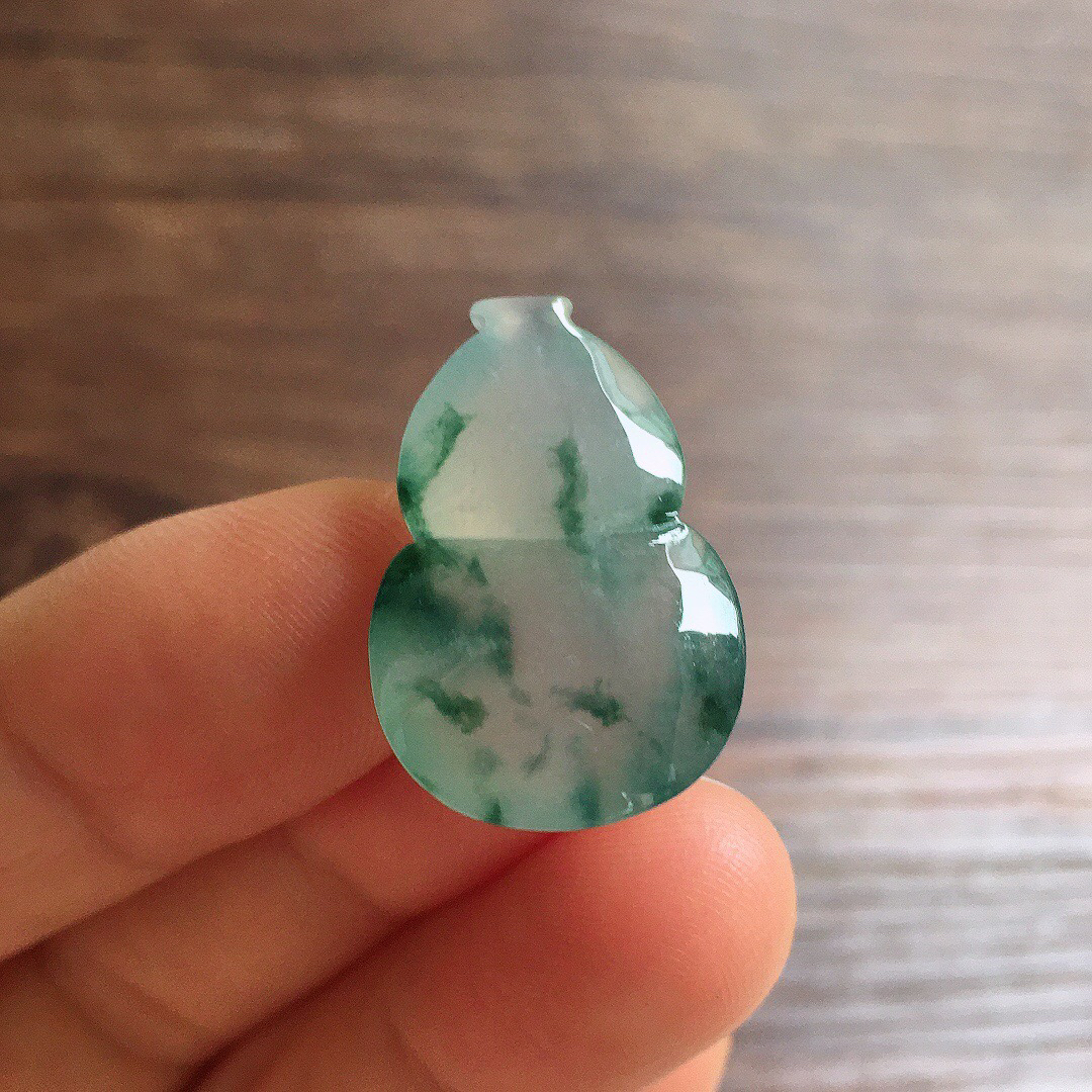 冰飘花葫芦，镶嵌佳品，冰润细腻，种水足，001 尺寸24.2*16.1*7.9